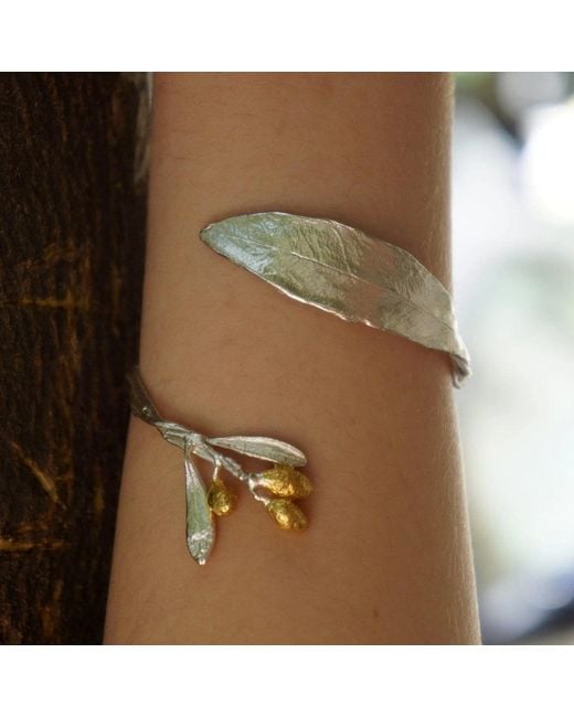 Mother Nature Jewelry Metallic Leaf Bracelet, Handmade Statement Cuff