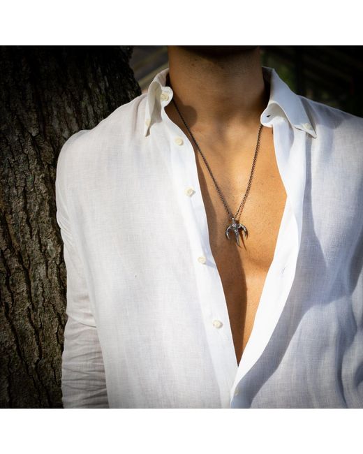 Ebru Jewelry Metallic Winged Guardian Sterling Necklace for men