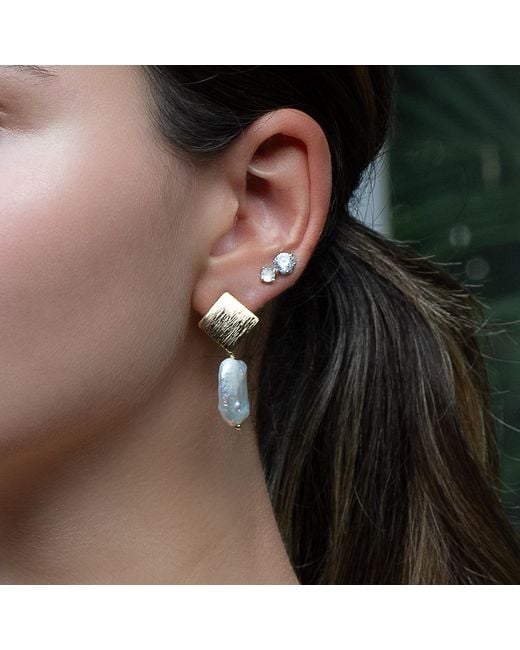 Ebru Jewelry Metallic Pearl & Cleopatra Earrings