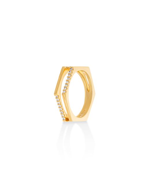 Shabella Nyc White Dual Rectangular Ring