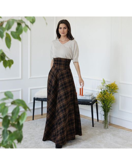 Nikka Place Black Long Wool Skirt With High Waist And Pockets
