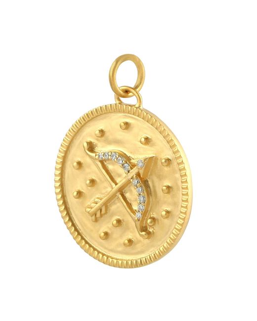 Artisan Metallic Diamond Sagittarius Zodiac Medallion Pendant