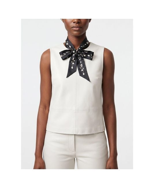 Jessie Zhao New York Black Silk Skinny Scarf Starlit Bloom