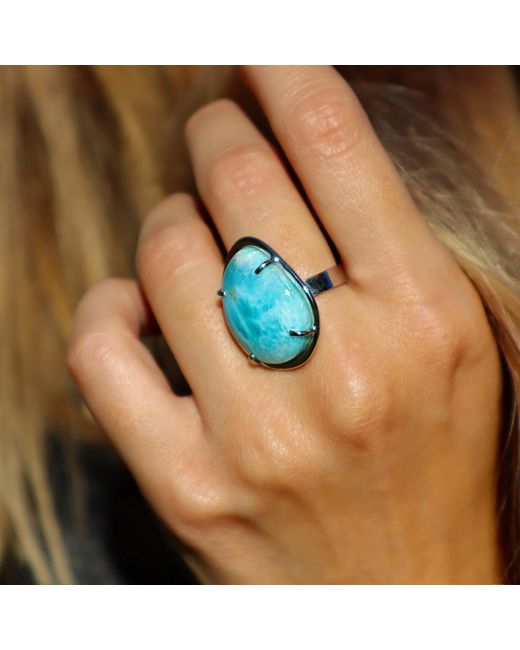 Mineralgems•Studio Blue Larimar Ocean Ring Fail