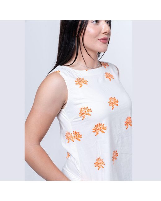House of Gl Pink Neutrals Solene Hand-Block Printed Cotton Boat Neck A-Line Midi Dress