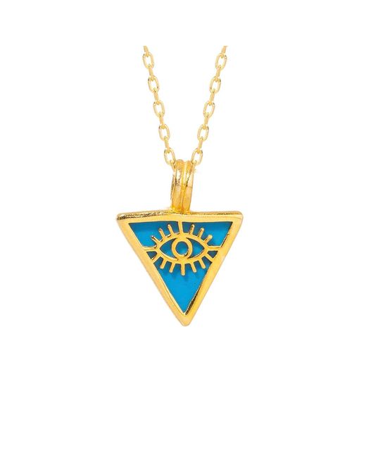 Ebru Jewelry Metallic Triangle Pendant Evil Eye Talisman Necklace