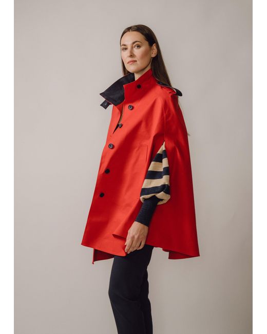 BEIRA Red Nadia Waterproof Cape With Contrast