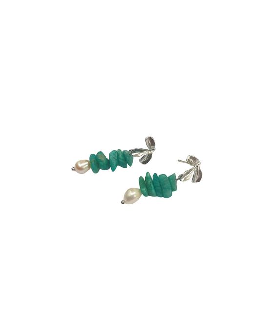 Way to Chic Green Jade Earrings & Pearls On Leaf Studs