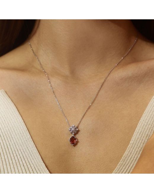 Azura Jewelry New York White Eternal Orbit Mozambique Garnet Necklace