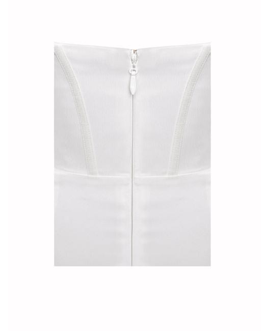 Miss Circle New York White Lora Crystal Embellished Mesh Satin Corset Gown