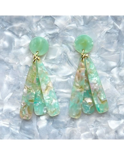 CLOSET REHAB Green Petal Drop Earrings In Mint To Be