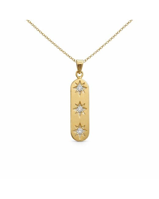 Ecce | Artisan Diamonds Metallic 14K Solid Triple Star Diamond Tag Necklace
