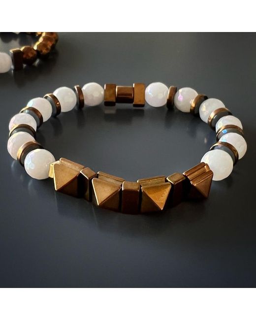 Ebru Jewelry Brown Rose Energy Quartz Bracelet Set