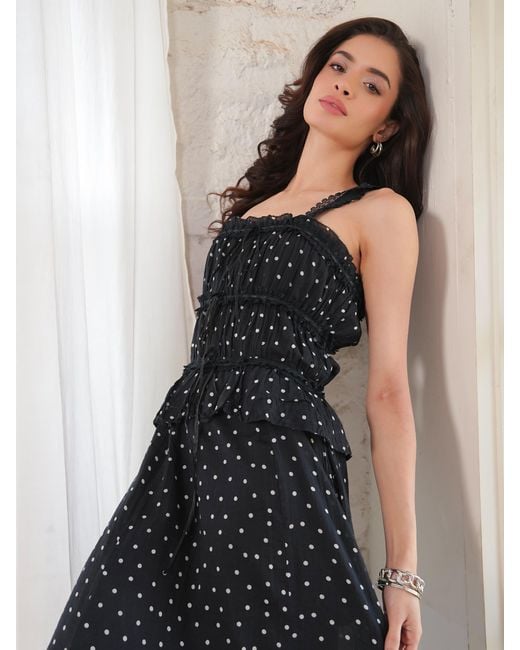 Rose & Nancy Blue Marcia Polka Cami Midi Dress
