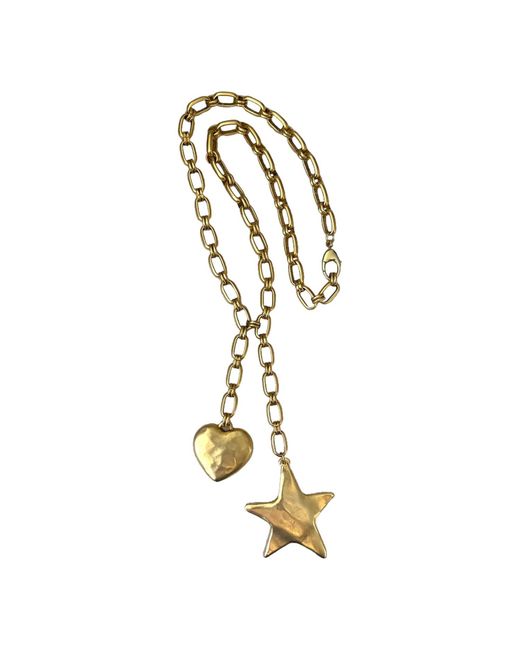 Sccollection Metallic Notte Star & Heart Lariat Necklace