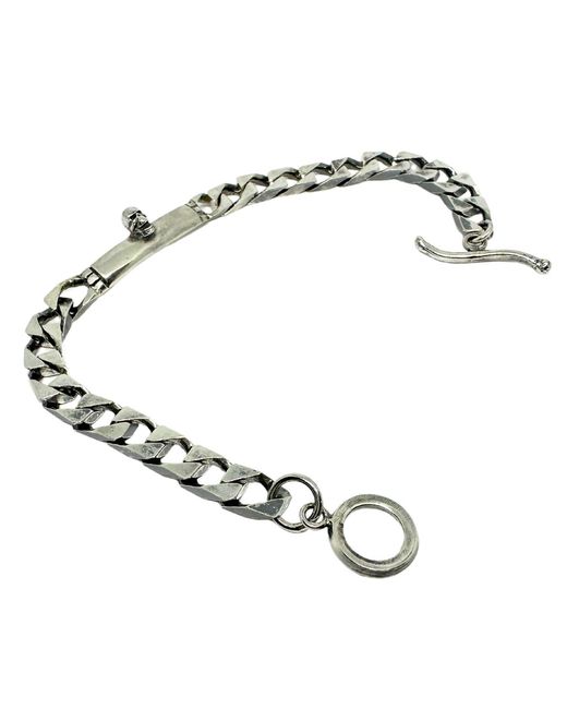Tg-Jewellery by Tamara Gervasio Metallic Skull Bracelet – Sterling, Handmade Flat Curb Chain With T-Bar Clasp for men