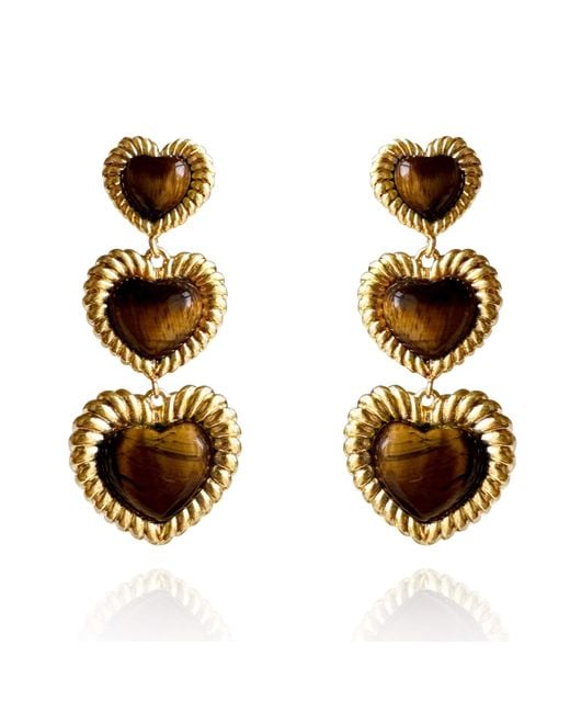 Laura Gray Metallic Sloan Triple Heart Earrings