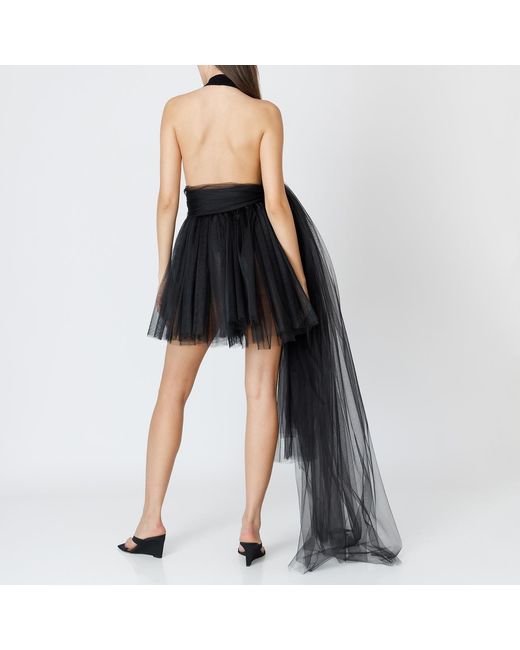 LIA ARAM Black Tulle Mini Skirt With Pockets & Oversized Scarf