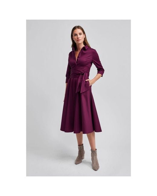 Marianna Déri Purple Aubergine Shirt Dress With Tie Belt