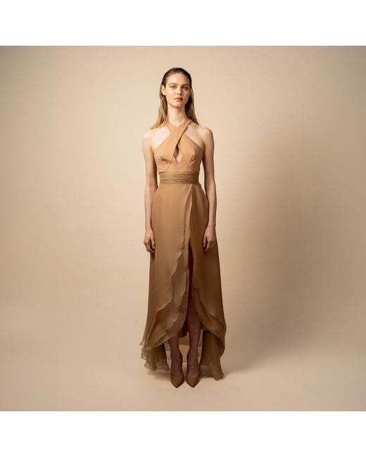 Anse Victorin Brown Tiara Silk Dress