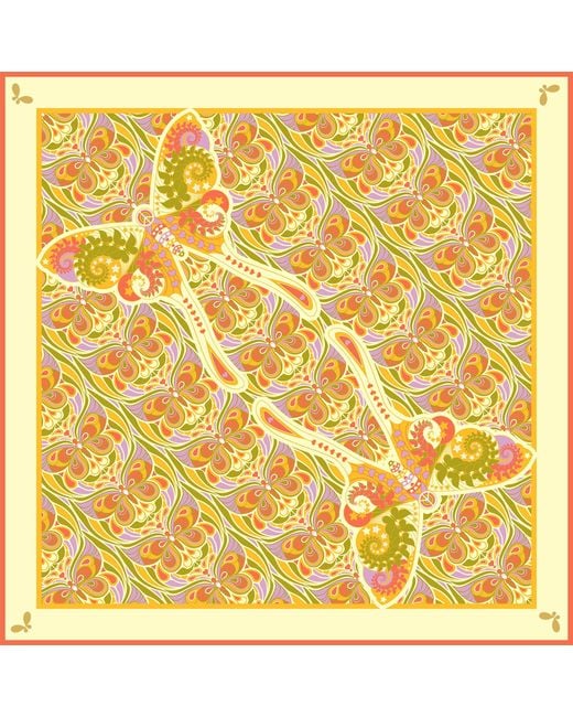 Henelle Yellow Butterfly Effect Citrus Large Silk Scarf