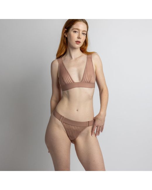 MONIQUE MORIN LINGERIE Pink Neutrals Vertigo Banded Thong Mushroom