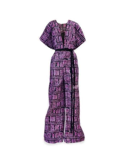 Chuks Collins Purple Ajah Batik Batwing Wide-Leg Jumpsuit