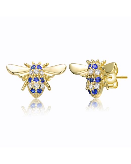 Genevive Jewelry Metallic Gv Sterling Silver Yellow Gold Plated With Cubic Zirconia Pave Wasp Stud Earrings