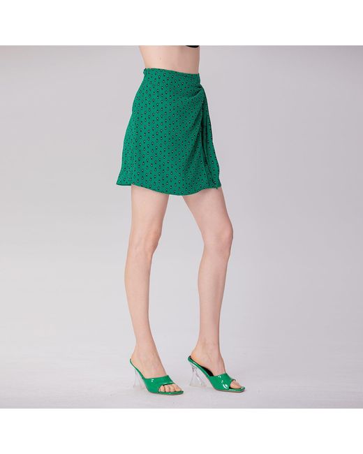 Smart and Joy Green Short Draped Skirt