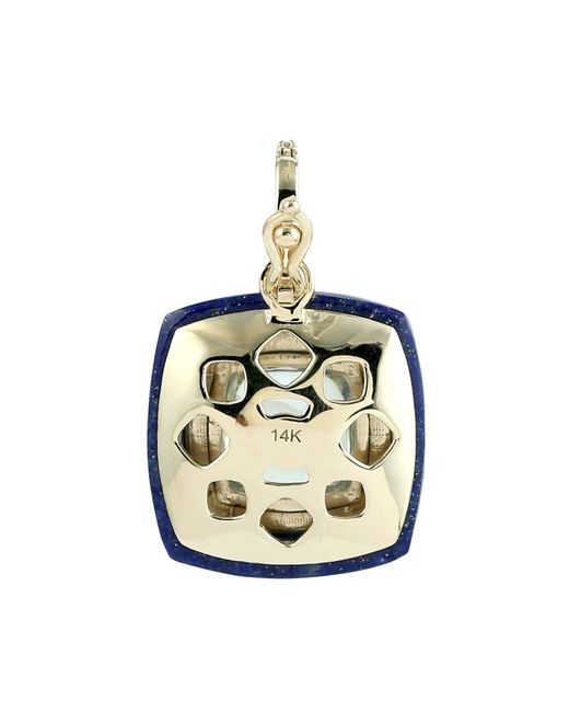 Artisan Blue 14K Lapis & Amethyst Diamond Halo Pendant