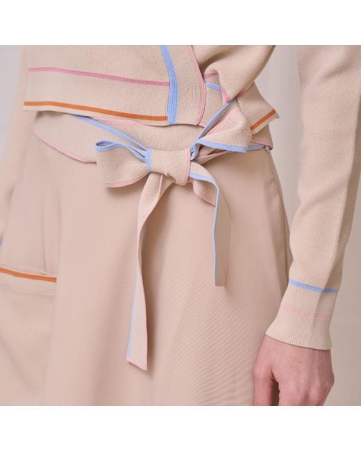 Roch Perel Natural Neutrals Coloured Trim Wrap Sweater