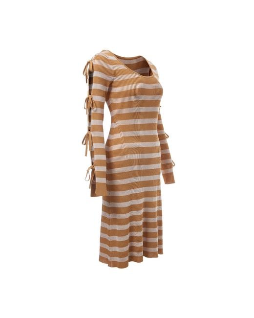 Fully Fashioning Brown Neutrals Alexandra Lacing Knit Dress