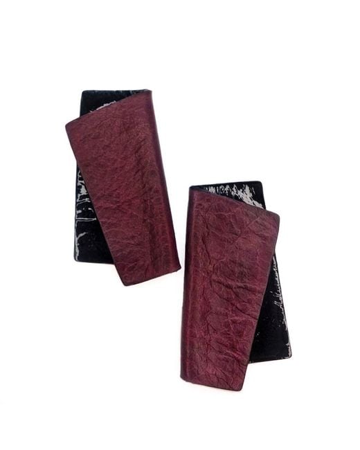 WAIWAI Red Verto Burgundy Leather Earrings