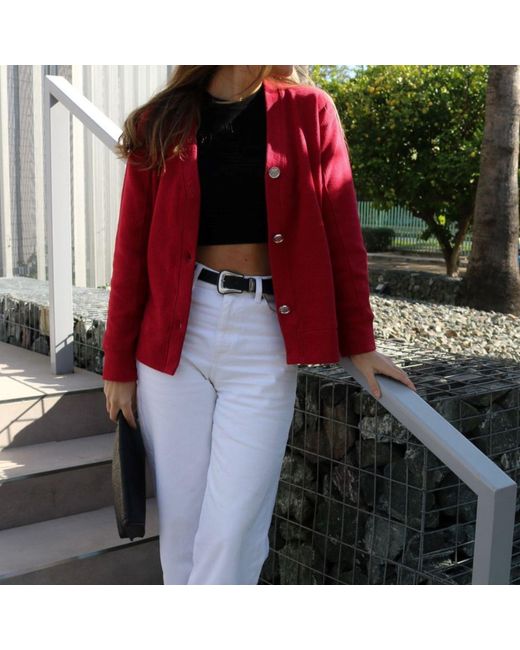 Mimhi Maison Red Rosie Cardigan – Raspberry
