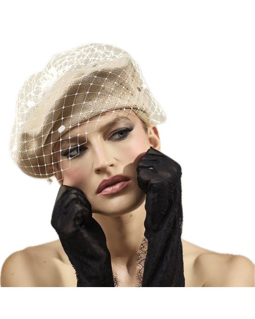 Misa Harada Millinery Natural Neutrals Floe Veiled Beret