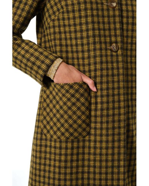 Louche Green Dryden Wyoming Check Faux Fur Collar Coat