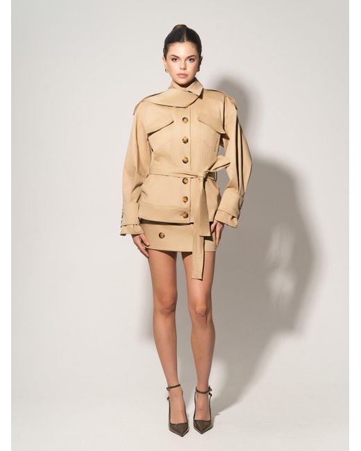 Tia Dorraine Natural Oversized Belted Trench Jacket