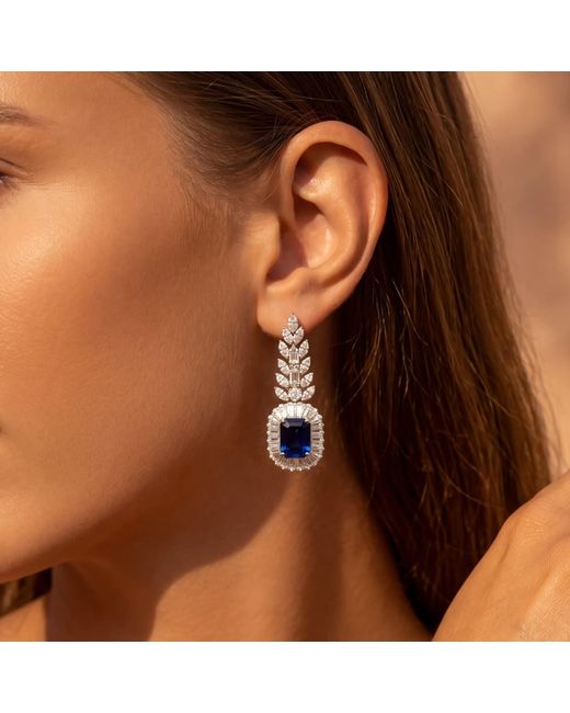 Latelita London Blue Countess Gemstone Drop Earrings Sapphire