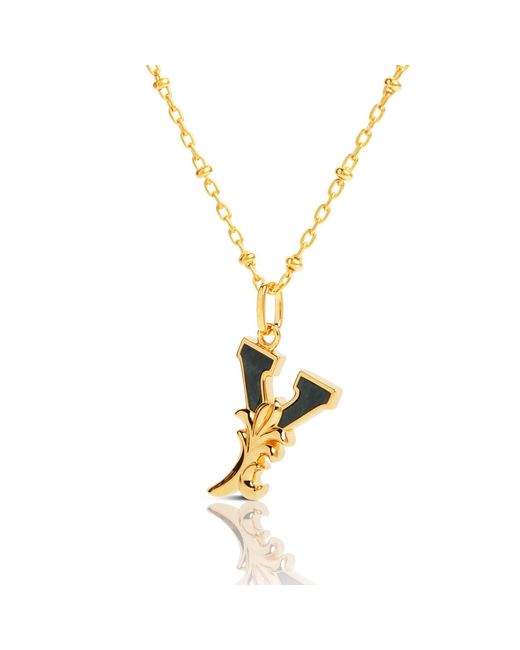 Kasun Metallic Plated Y Initial Necklace With Marble