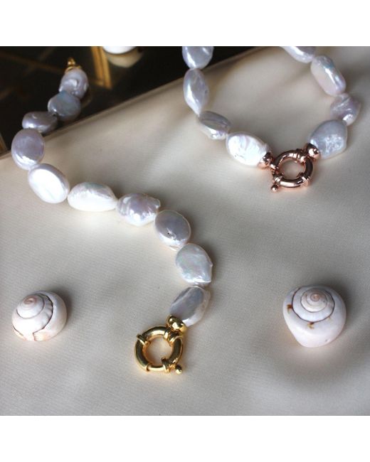 LINYA JEWELLERY Metallic Natural Baroque Pearl Bracelet