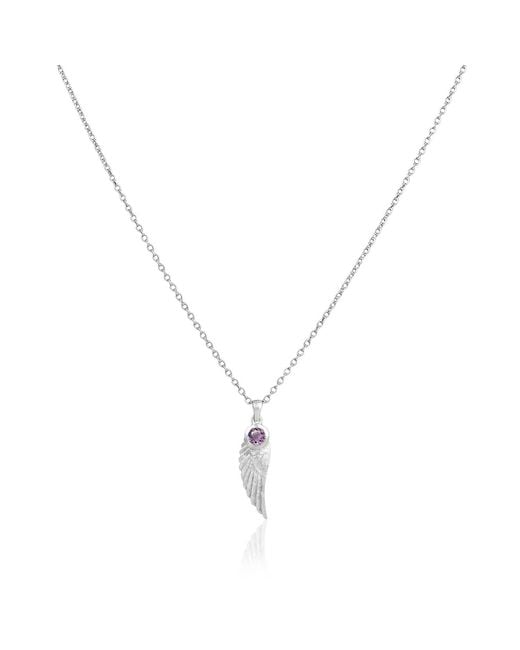 Moon London Metallic Angel Wing Amethyst Gemstone Necklace