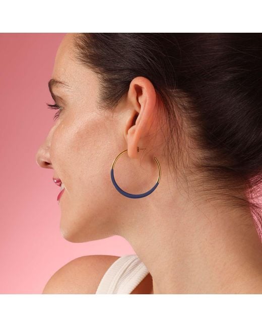 Michael Nash Jewelry Blue Ellery And Enamel Hoop Earrings