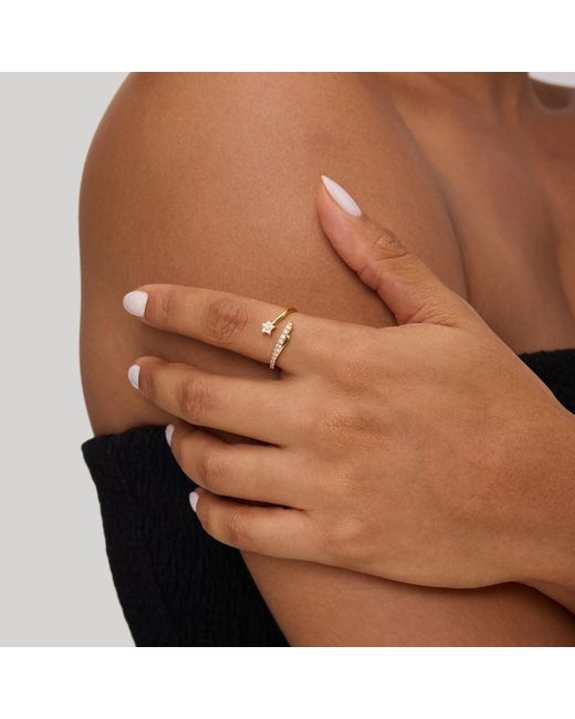 Vanhi Metallic Crystal Shooting Star Open Ring