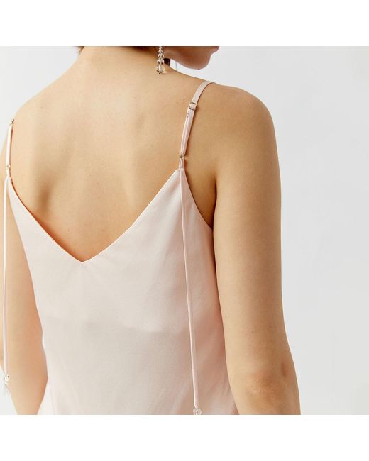 Silkinc Pink Crystal Bias Cut V-Neck Mini Slip Dress