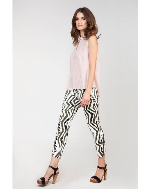 Conquista Black Fitted Print Trousers By Fashion