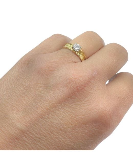 Tg-Jewellery by Tamara Gervasio Metallic Textured Solitaire Diamond Ring One Of A Kind