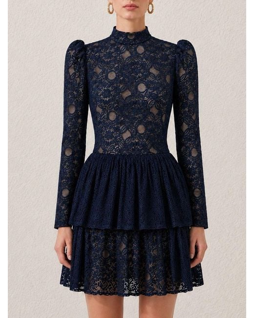 Mandarano Blue Siena Lace Dress