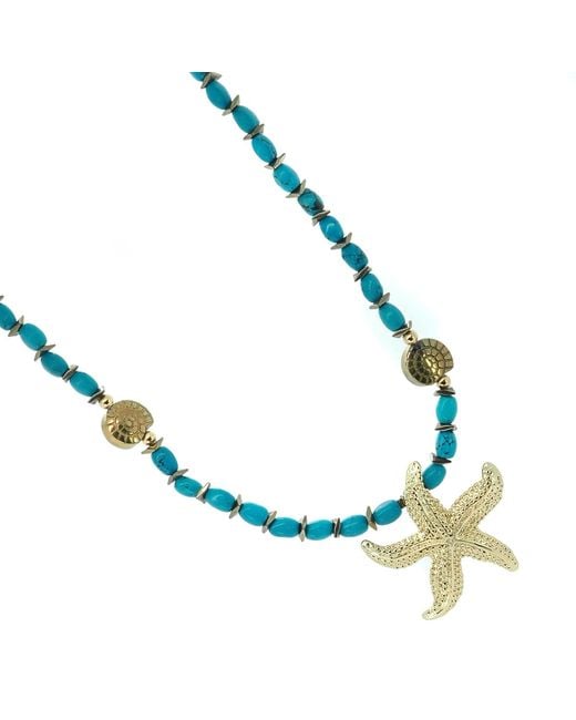 Ebru Jewelry Blue Ocean Spirit Starfish & Choker Necklace