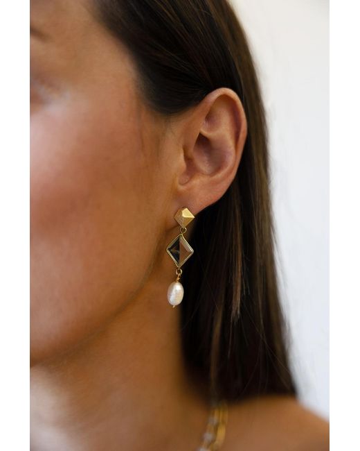 Loni Paul Jewelry Metallic Asymmetrical Quartz & Pearl Earrings