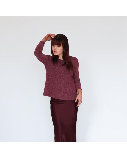 Lindsay Nicholas New York Purple Disco Glitter Bracelet Sleeve Top